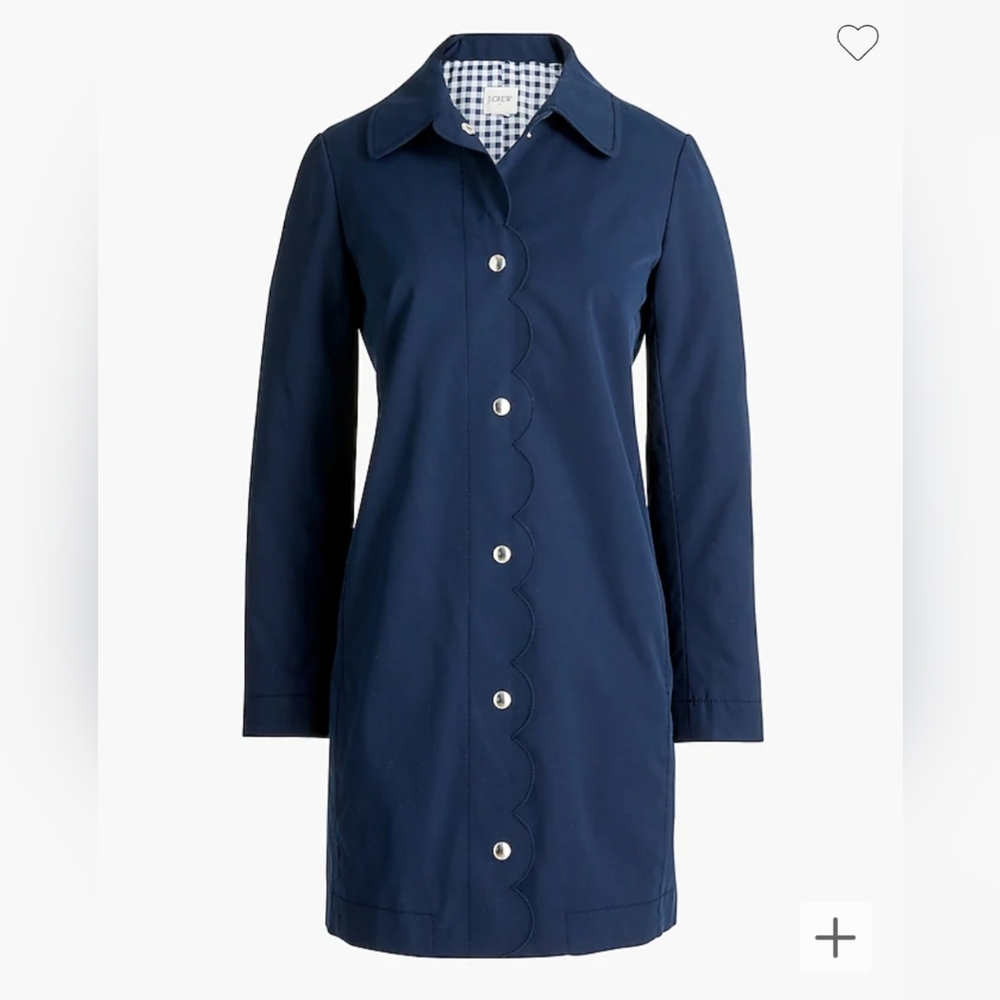 J. Crew Navy Scallop-Trim Raincoat